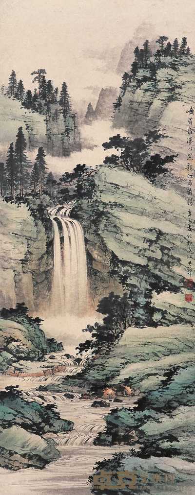 黄君璧 辛巳（1941）年作 山水 立轴 96×38cm